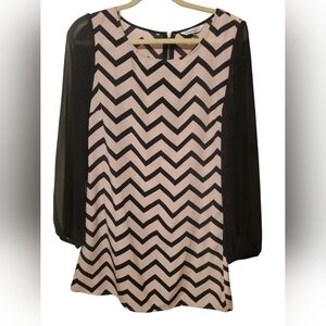 Speechless Black and Beige Chevron dress